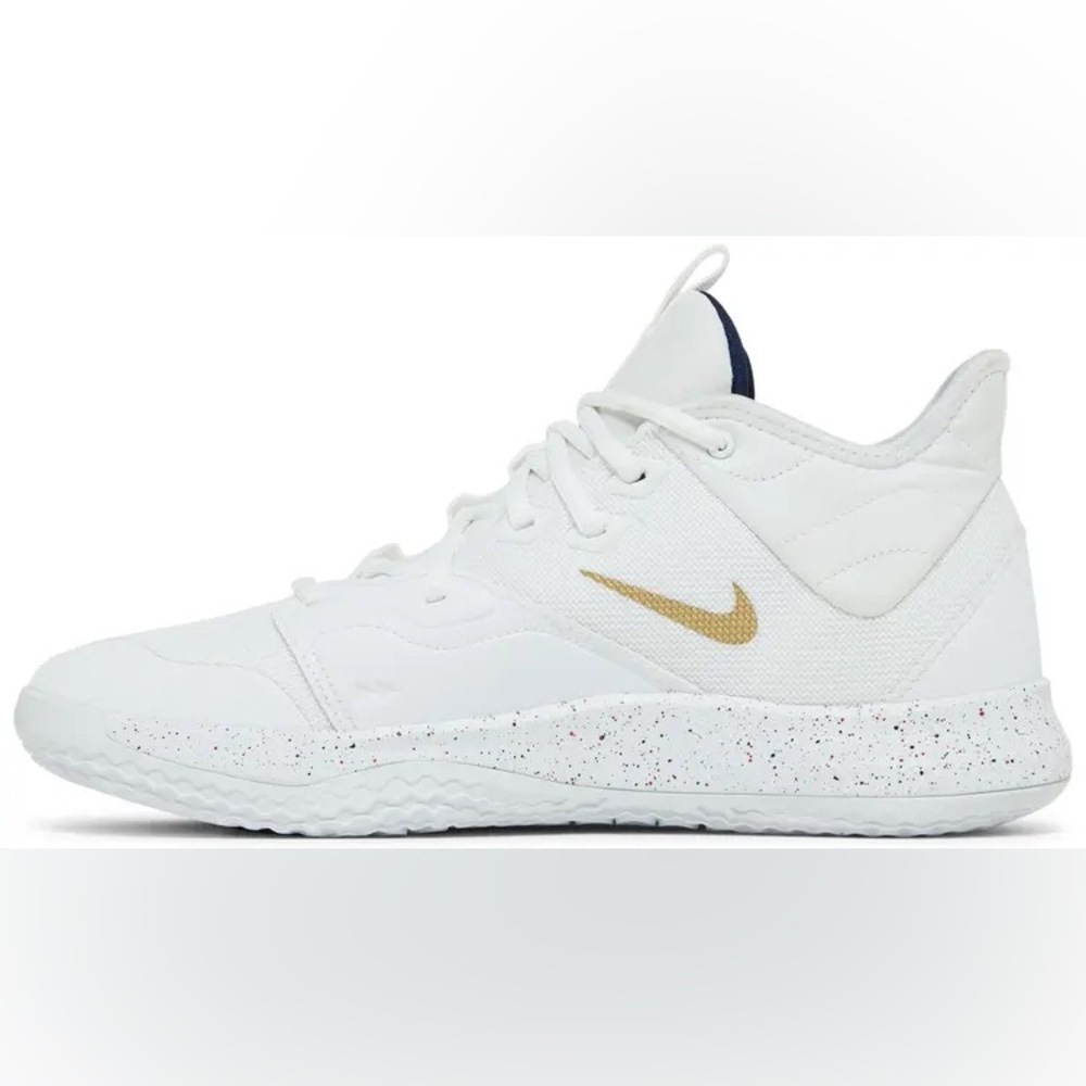 Nike PG 3 USA Olympic Basketball Sneaker White Gold Paul George Athletic Sporty